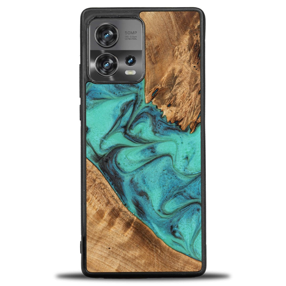 Holzhülle für Motorola Edge 30 Fusion, Bewood Unique Turquoise
