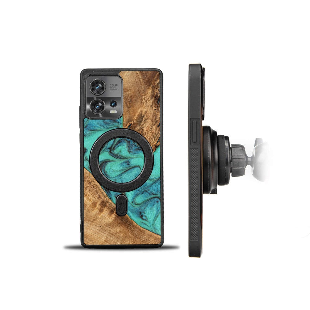 Holzhülle für Motorola Edge 30 Fusion, Bewood Unique Turquoise