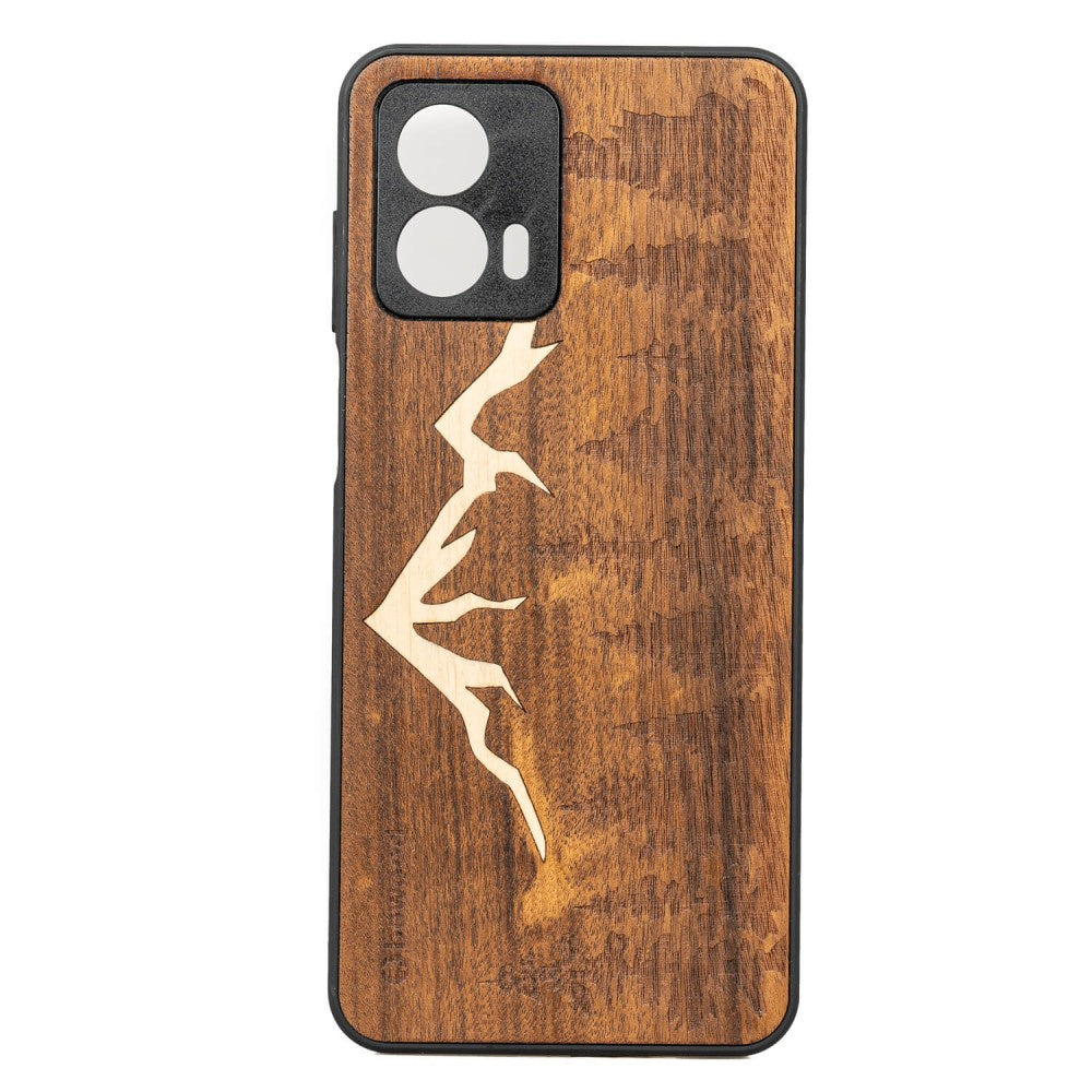 Holzhülle für Motorola Moto G73 5G, Bewood Imbuia-Gebirge