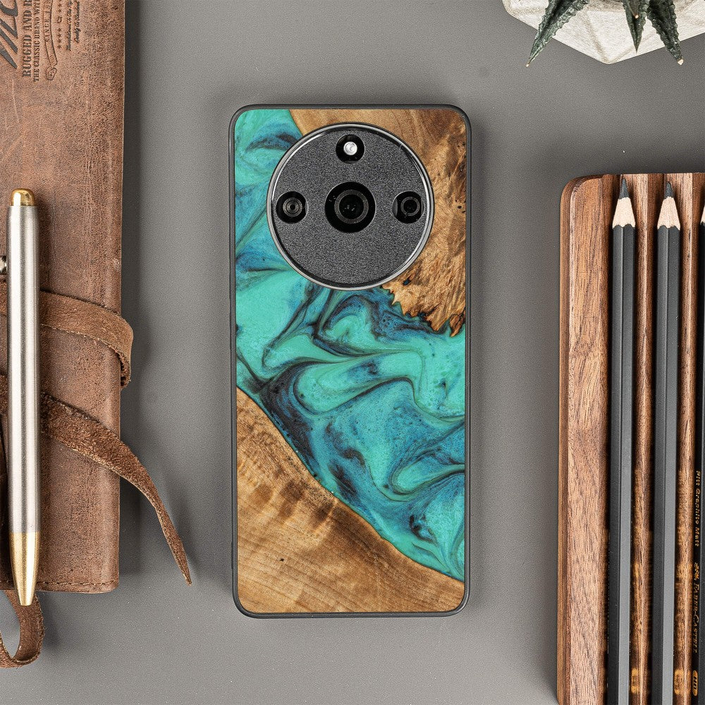Holzhülle für Realme 11 Pro / 11 Pro+, Bewood Unique Turquoise