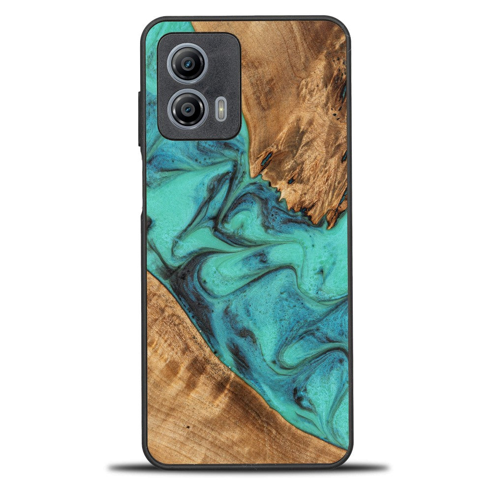 Holzhülle für Motorola Moto G73 5G, Bewood Unique Turquoise
