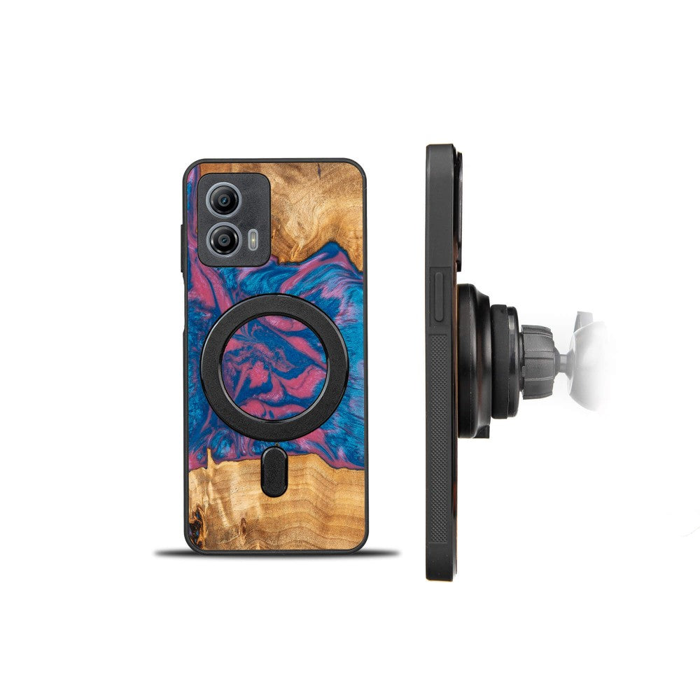 Holzhülle für Motorola Moto G73 5G, Bewood Unique Neons Vegas