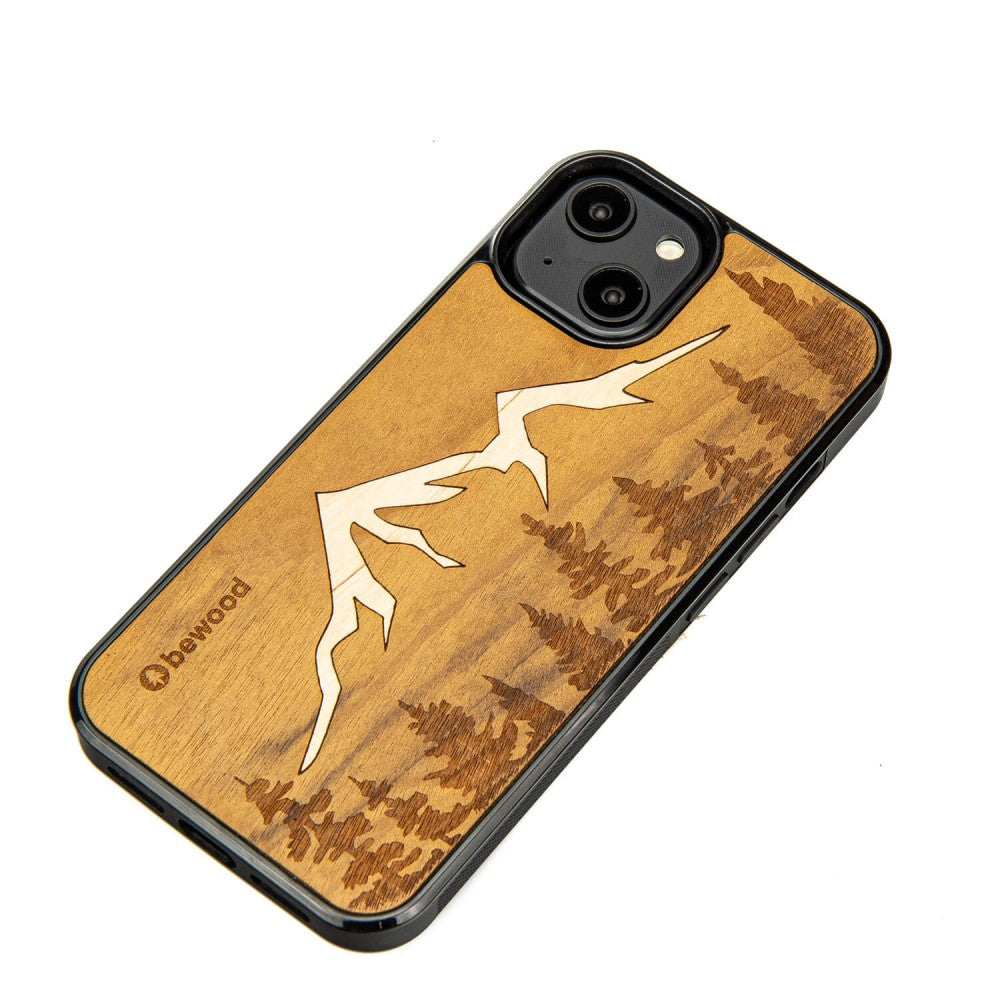 Holzhülle für iPhone 15, Bewood Imbuia-Gebirge