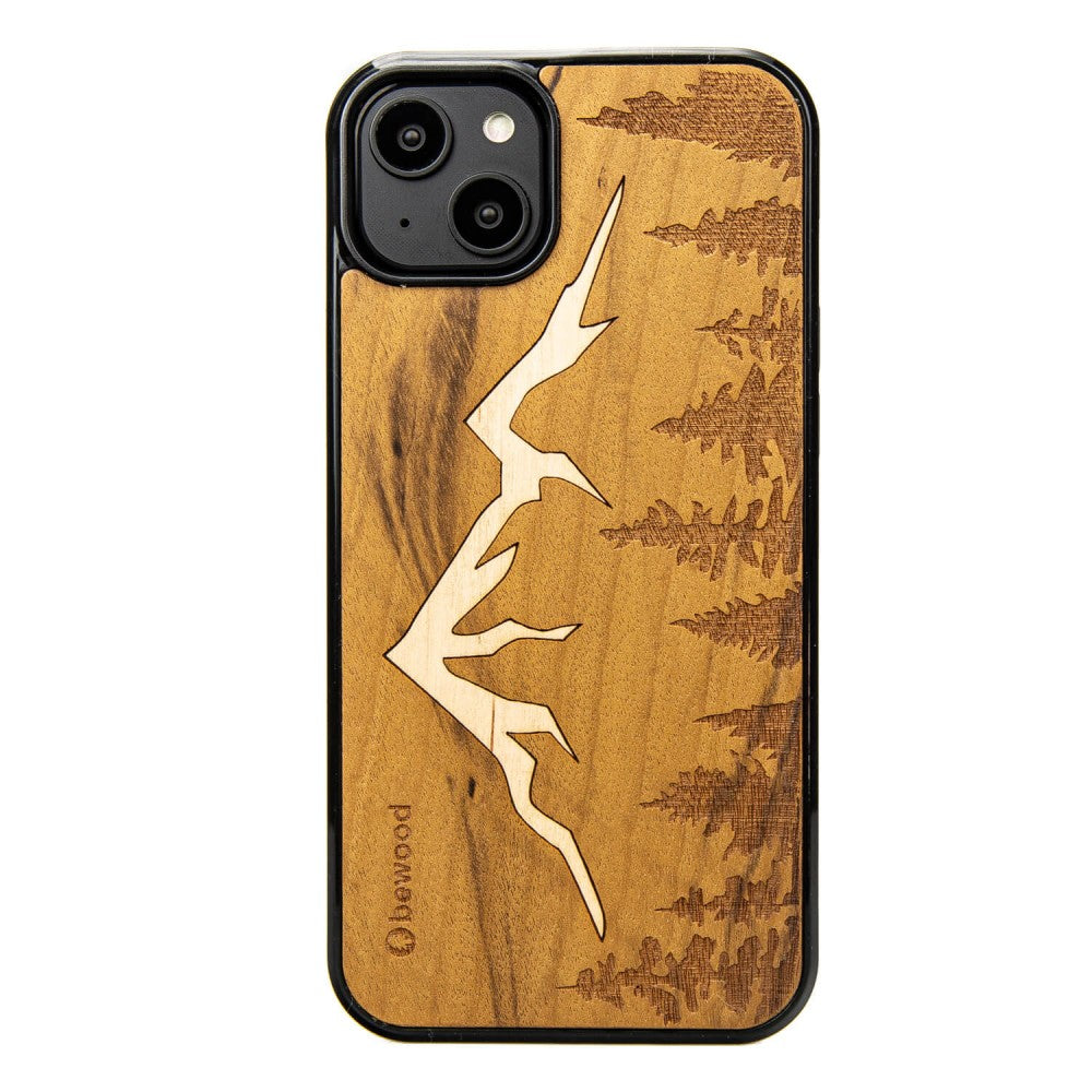 Holzhülle für iPhone 15 Plus, Bewood Imbuia-Gebirge