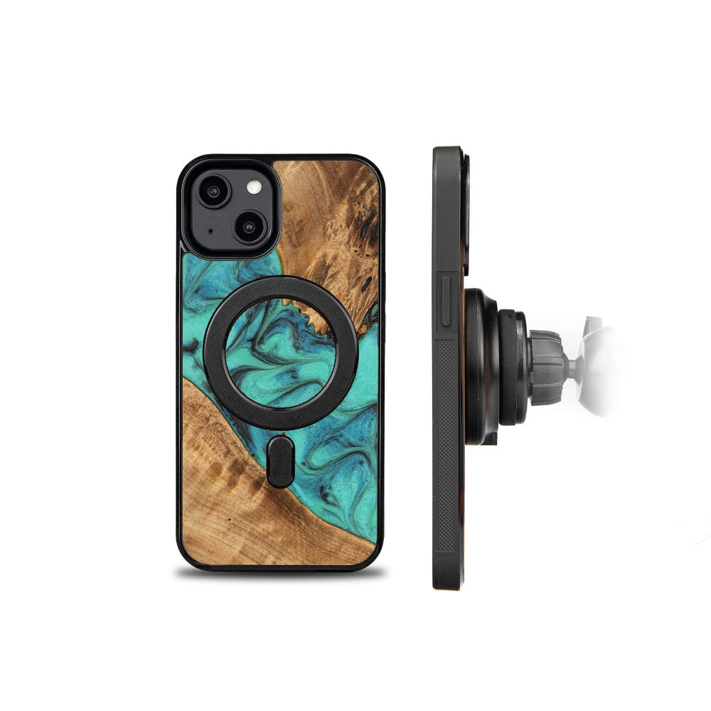 Holzhülle für iPhone 15, Bewood Unique Turquoise für MagSafe