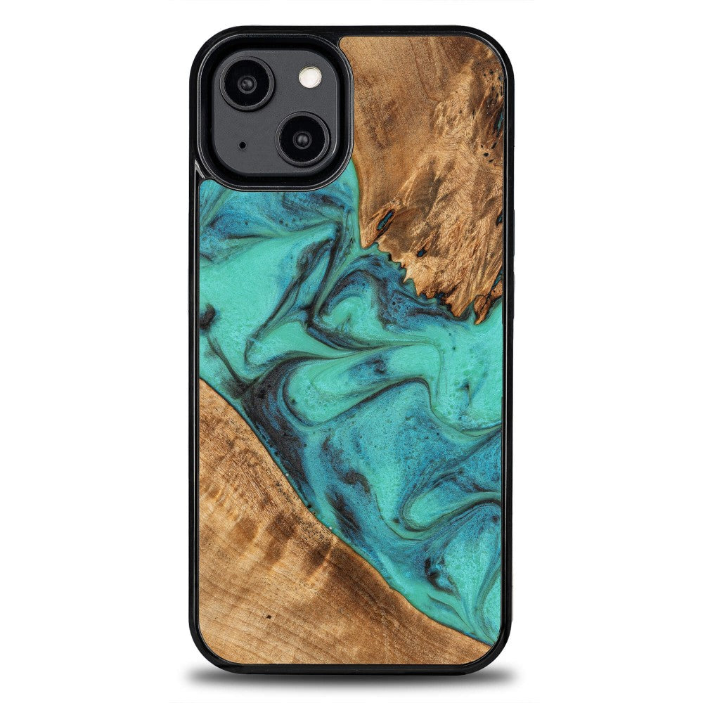 Holzhülle für iPhone 15, Bewood Unique Turquoise