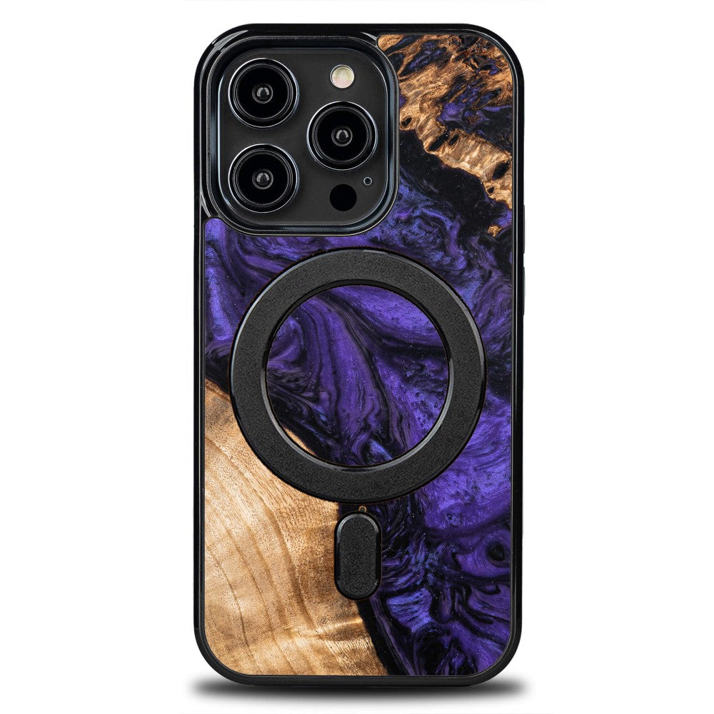 Holzhülle für iPhone 15 Pro, Bewood Unique Violet für MagSafe