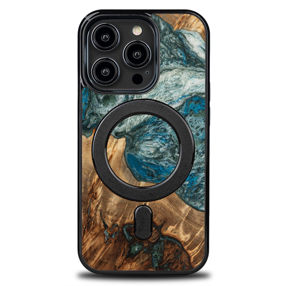 Holzhülle für iPhone 15 Pro, Bewood Unique Planets Erde für MagSafe