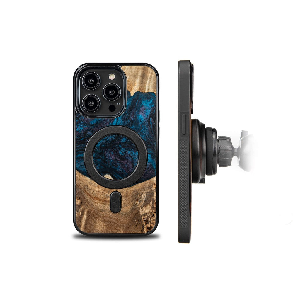 Holzhülle für iPhone 15 Pro, Bewood Unique Planets Neptun für MagSafe