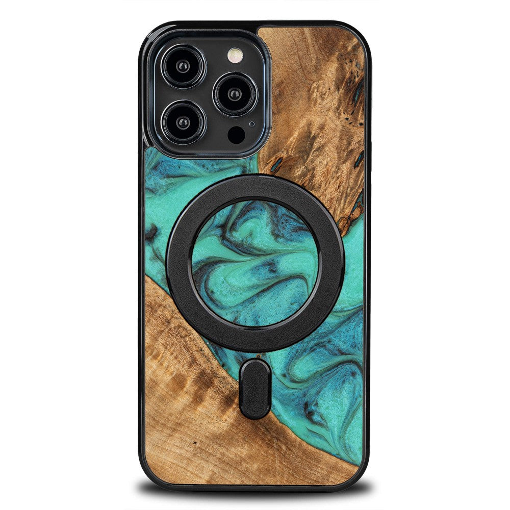 Holzhülle für iPhone 15 Pro Max, Bewood Unique Turquoise für MagSafe