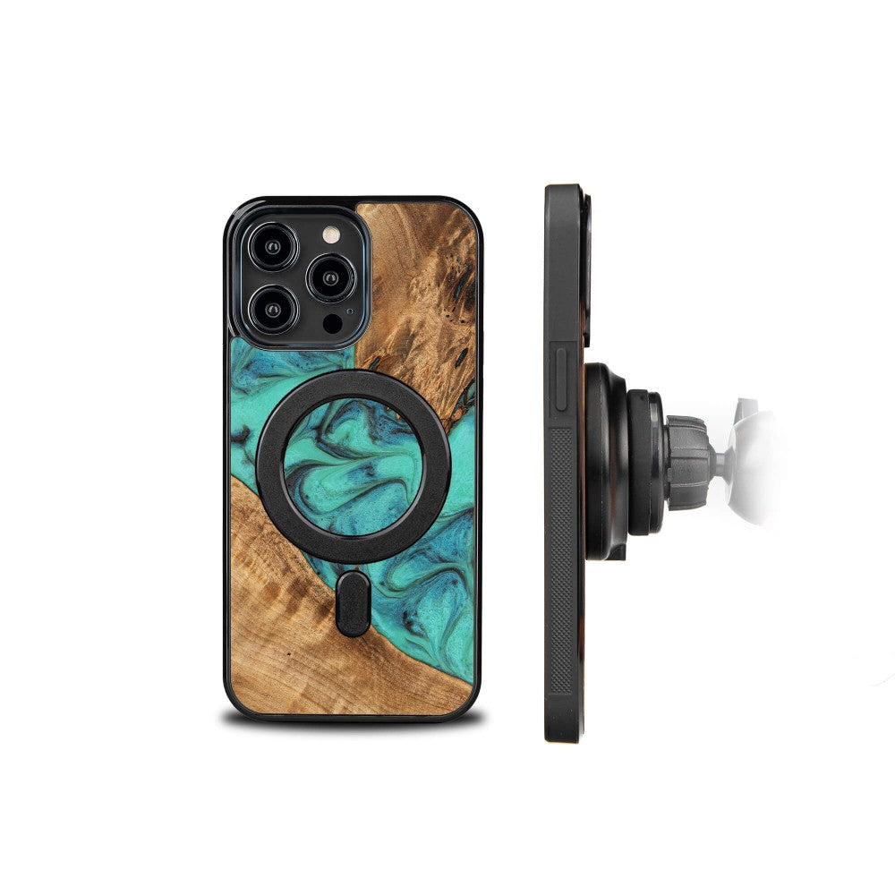 Holzhülle für iPhone 15 Pro Max, Bewood Unique Turquoise für MagSafe