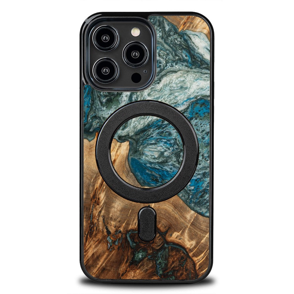 Holzhülle für iPhone 15 Pro Max, Bewood Unique Planets Erde für MagSafe