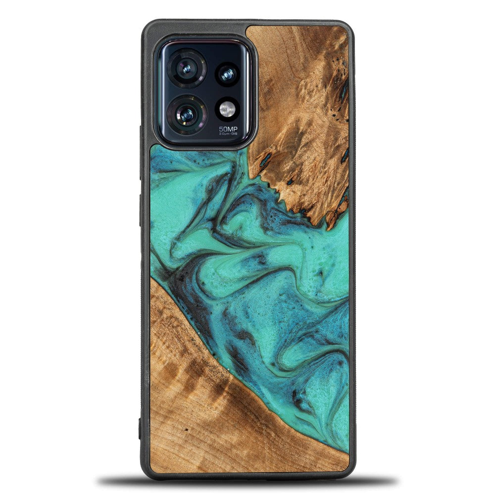 Holzhülle für Motorola Edge 40 Pro, Bewood Unique Turquoise