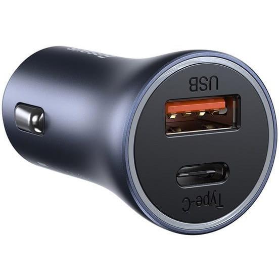 Autoladegerät Baseus Golden Contactor Pro 1xUSB-A, 1xUSB-C, PD 3.0, QC 4.0 + USB-C zu Lightning Kabel, grau