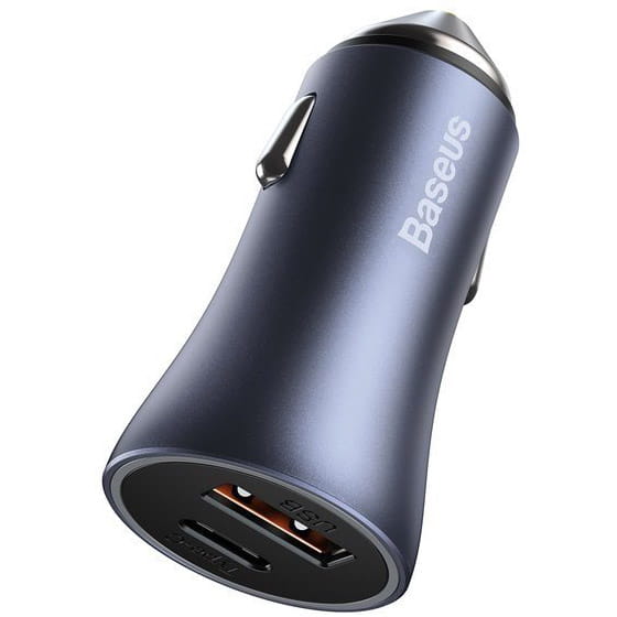 Autoladegerät Baseus Golden Contactor Pro 1xUSB-A, 1xUSB-C, PD 3.0, QC 4.0 + USB-C zu Lightning Kabel, grau