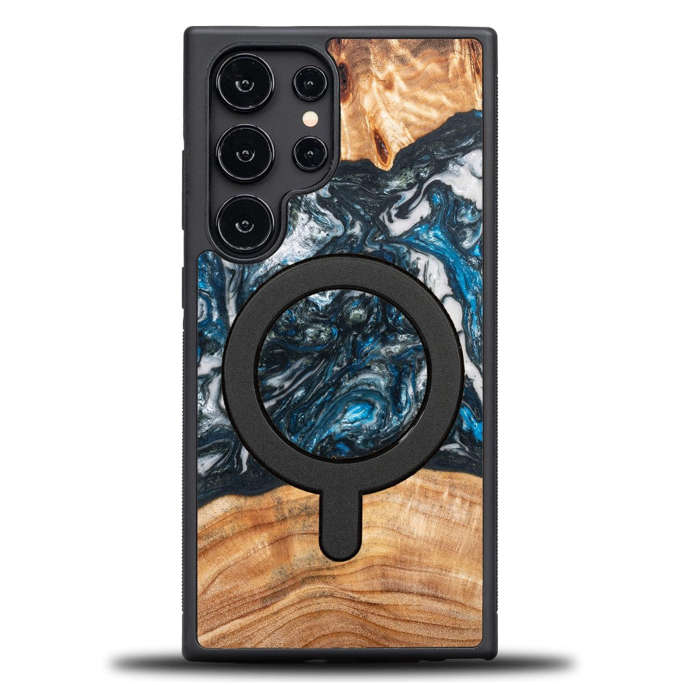 Holzhülle für Galaxy S24 Ultra, Bewood Unique Planets Erde für MagSafe