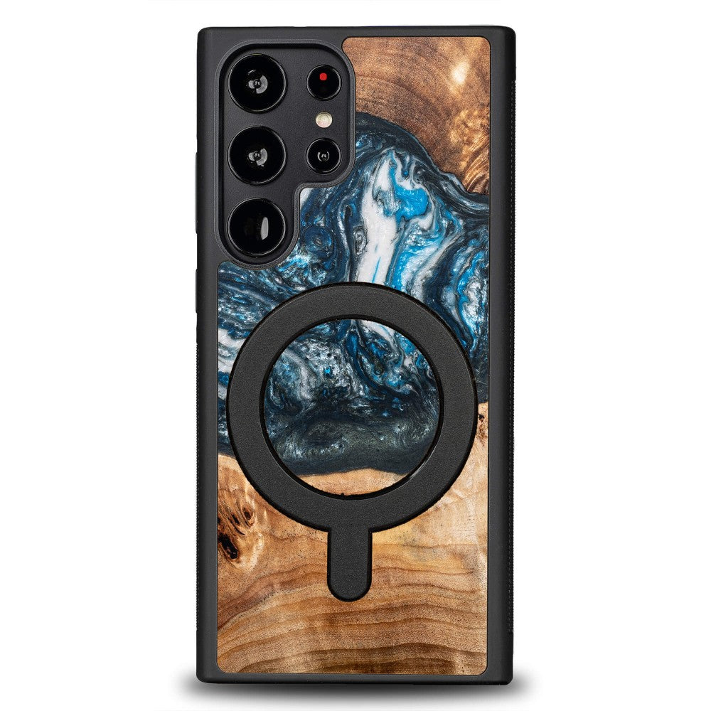 Holzhülle für Galaxy S23 Ultra, Bewood Unique Planets Erde für MagSafe