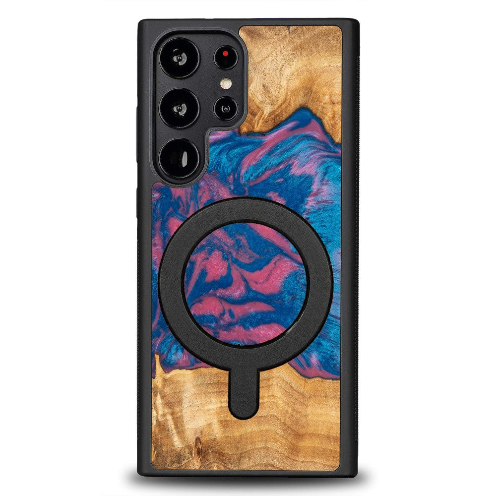Holzhülle für Galaxy S23 Ultra, Bewood Unique Neons Vegas für MagSafe