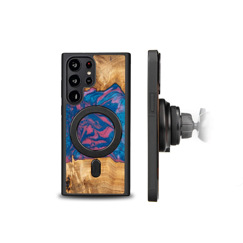 Holzhülle für Galaxy S23 Ultra, Bewood Unique Neons Vegas für MagSafe
