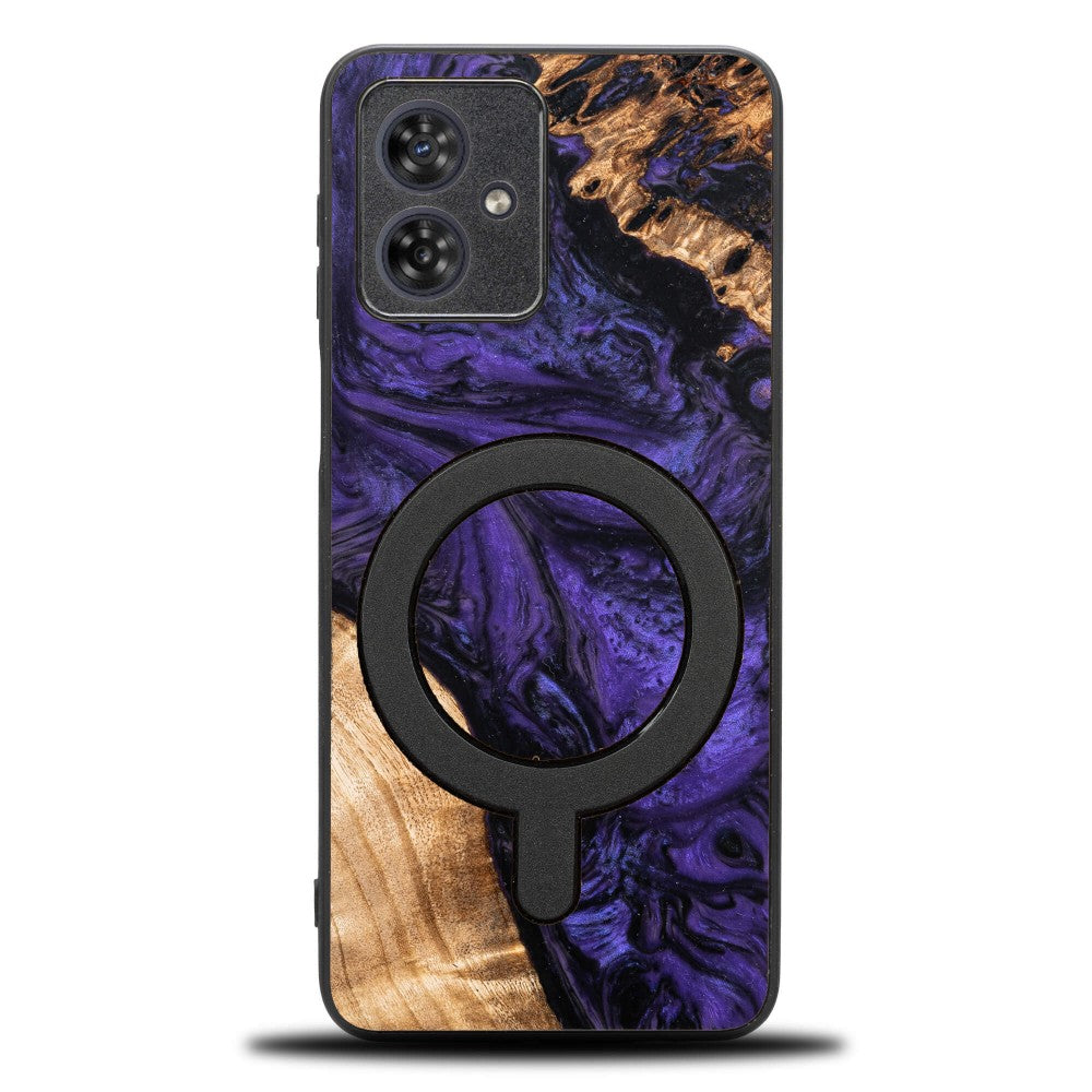 Holzhülle für Motorola Moto G54 5G, Bewood Unique Violet für MagSafe