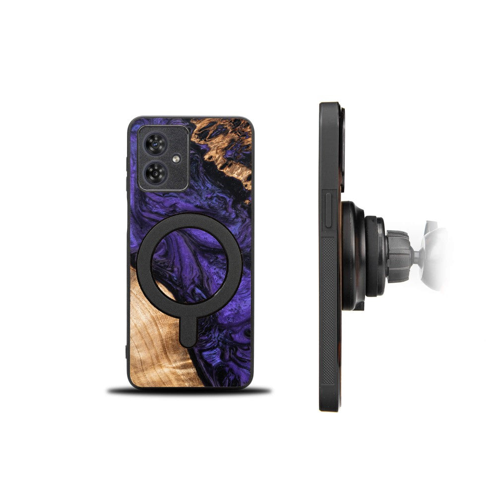 Holzhülle für Motorola Moto G54 5G, Bewood Unique Violet für MagSafe