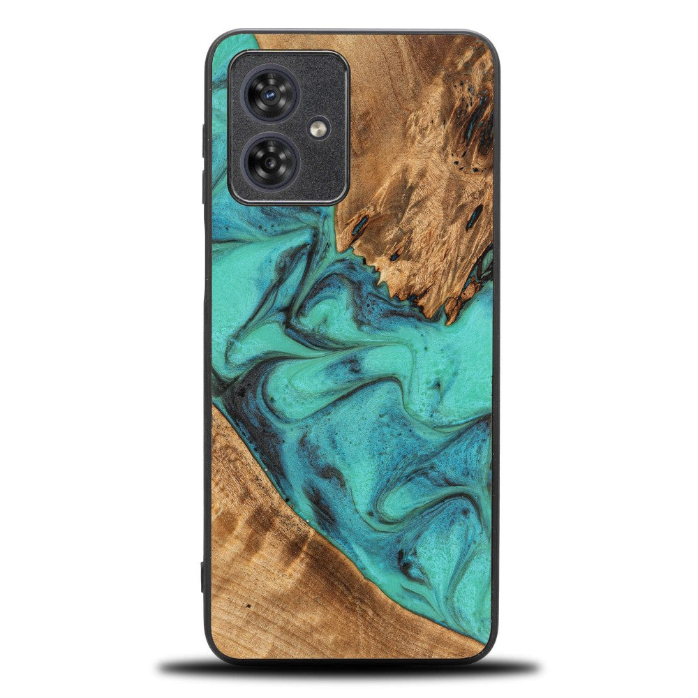 Holzhülle für Motorola Moto G54 5G, Bewood Unique Turquoise
