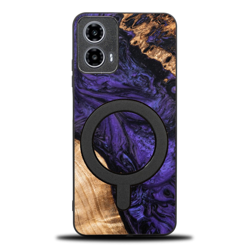 Holzhülle für Motorola Moto G34 5G, Bewood Unique Violet für MagSafe