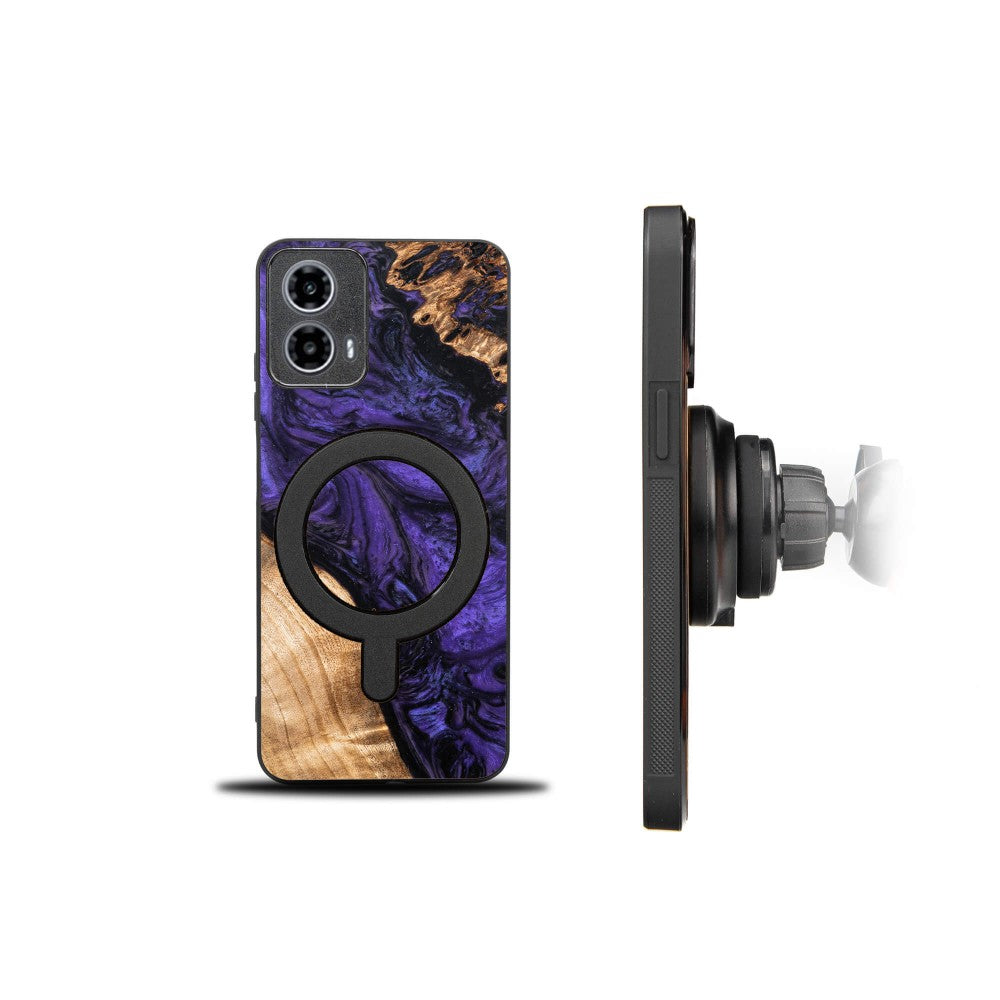 Holzhülle für Motorola Moto G34 5G, Bewood Unique Violet für MagSafe