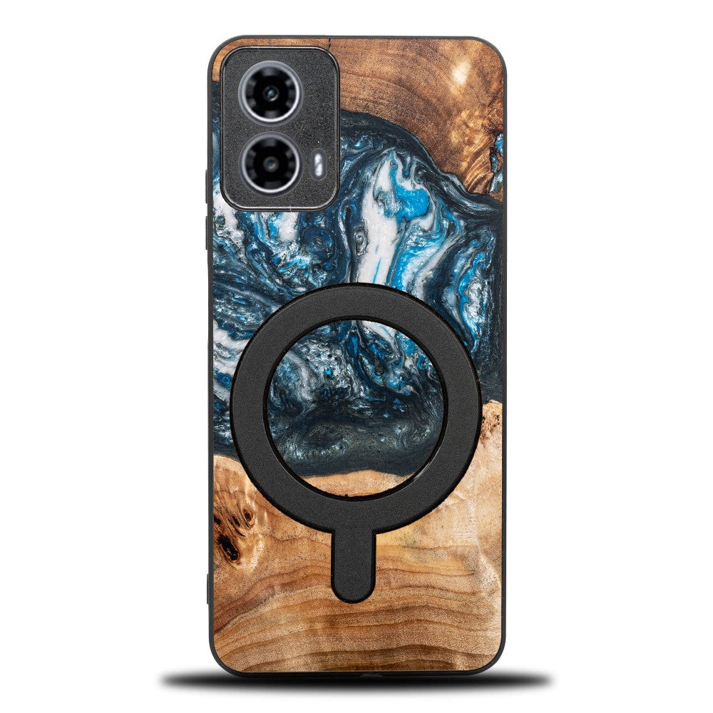 Holzhülle für Motorola Moto G34 5G, Bewood Unique Planets Erde für MagSafe