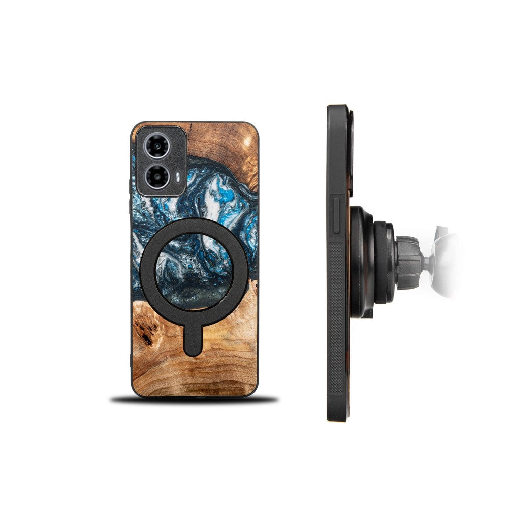 Holzhülle für Motorola Moto G34 5G, Bewood Unique Planets Erde für MagSafe