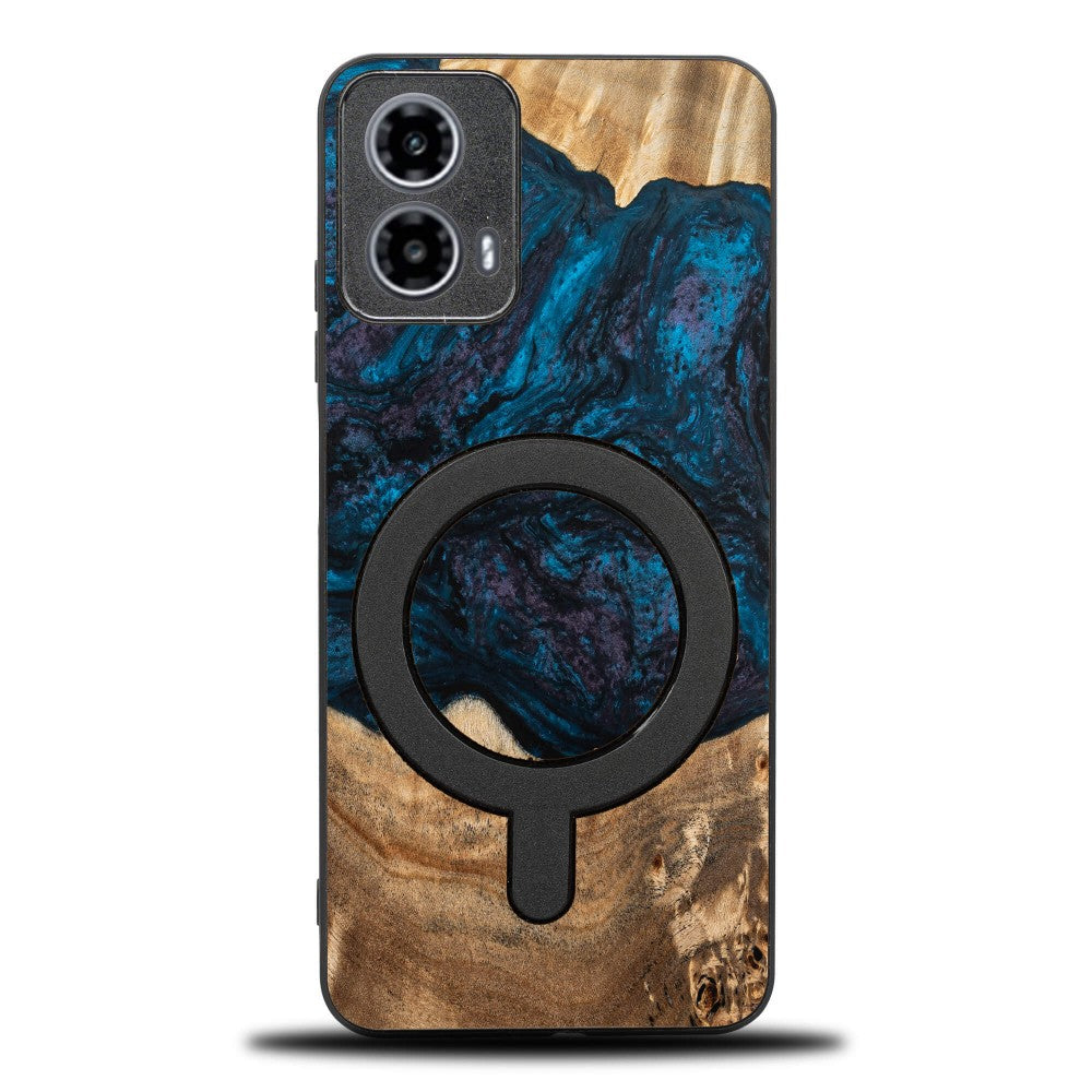 Holzhülle für Motorola Moto G34 5G, Bewood Unique Planets Neptun für MagSafe