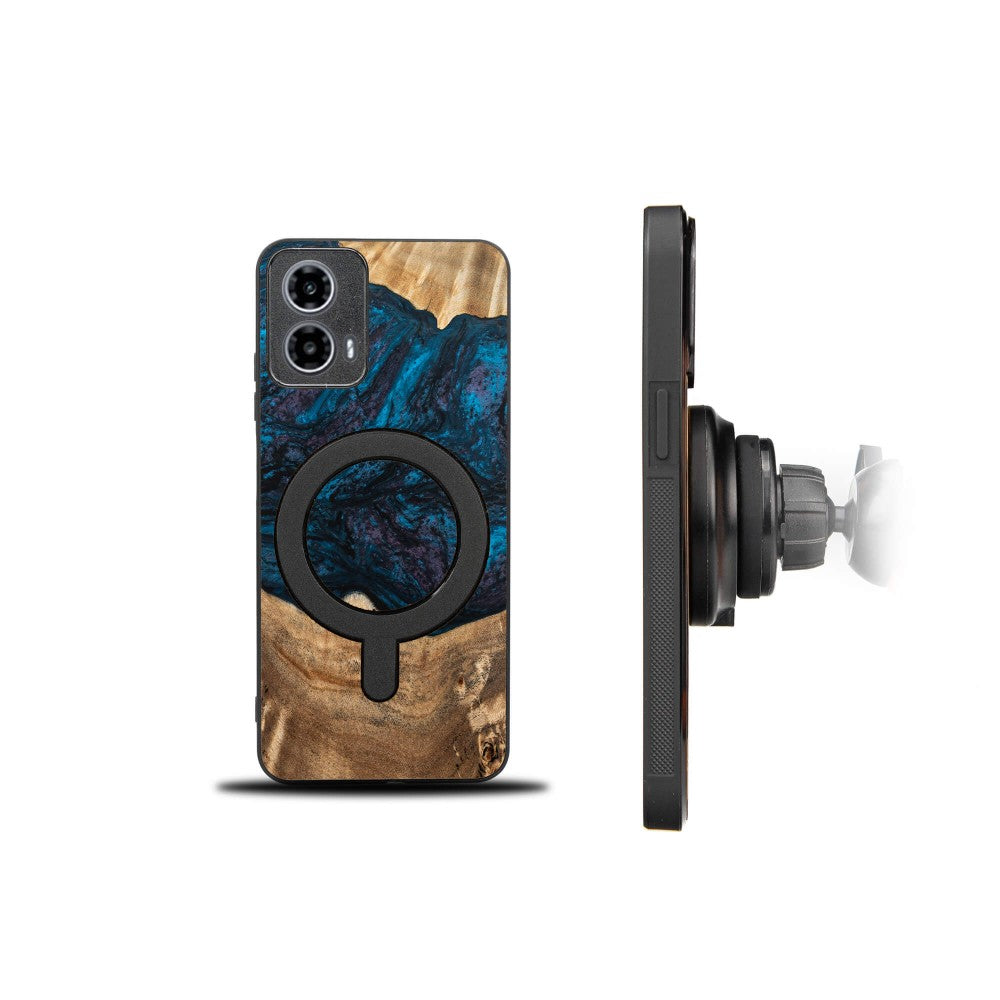Holzhülle für Motorola Moto G34 5G, Bewood Unique Planets Neptun für MagSafe