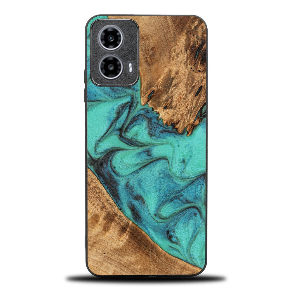 Holzhülle für Motorola Moto G34 5G, Bewood Unique Turquoise
