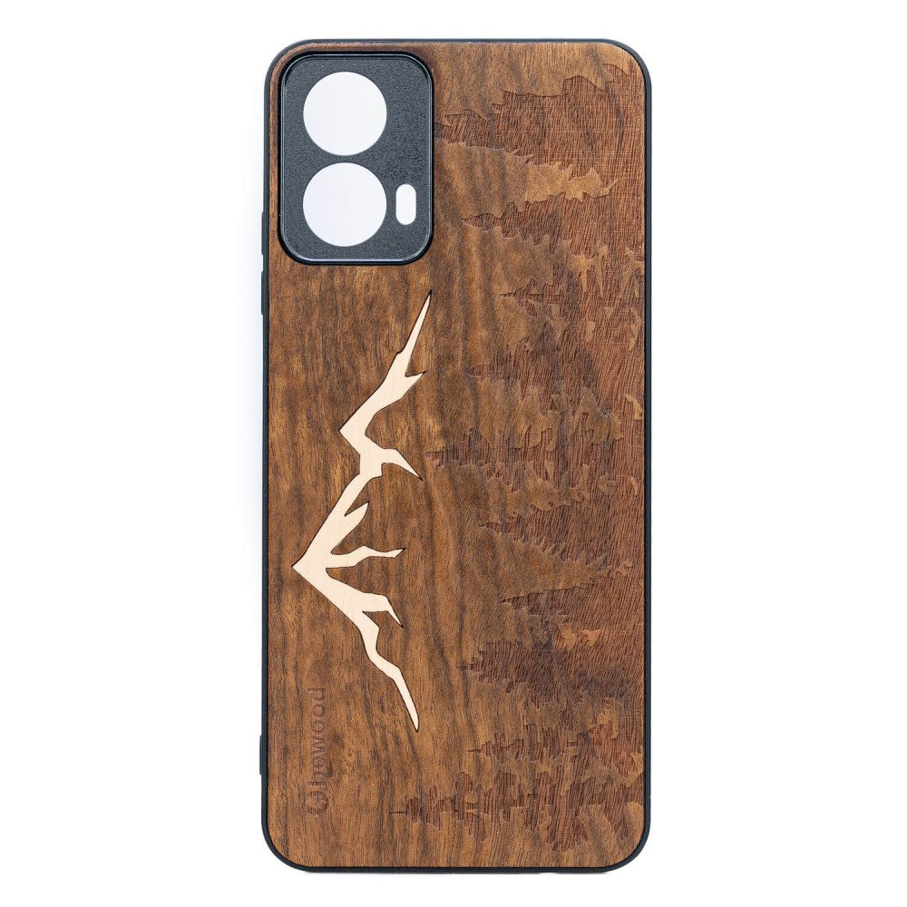 Holzhülle für Motorola Moto G34 5G, Bewood Imbuia-Gebirge