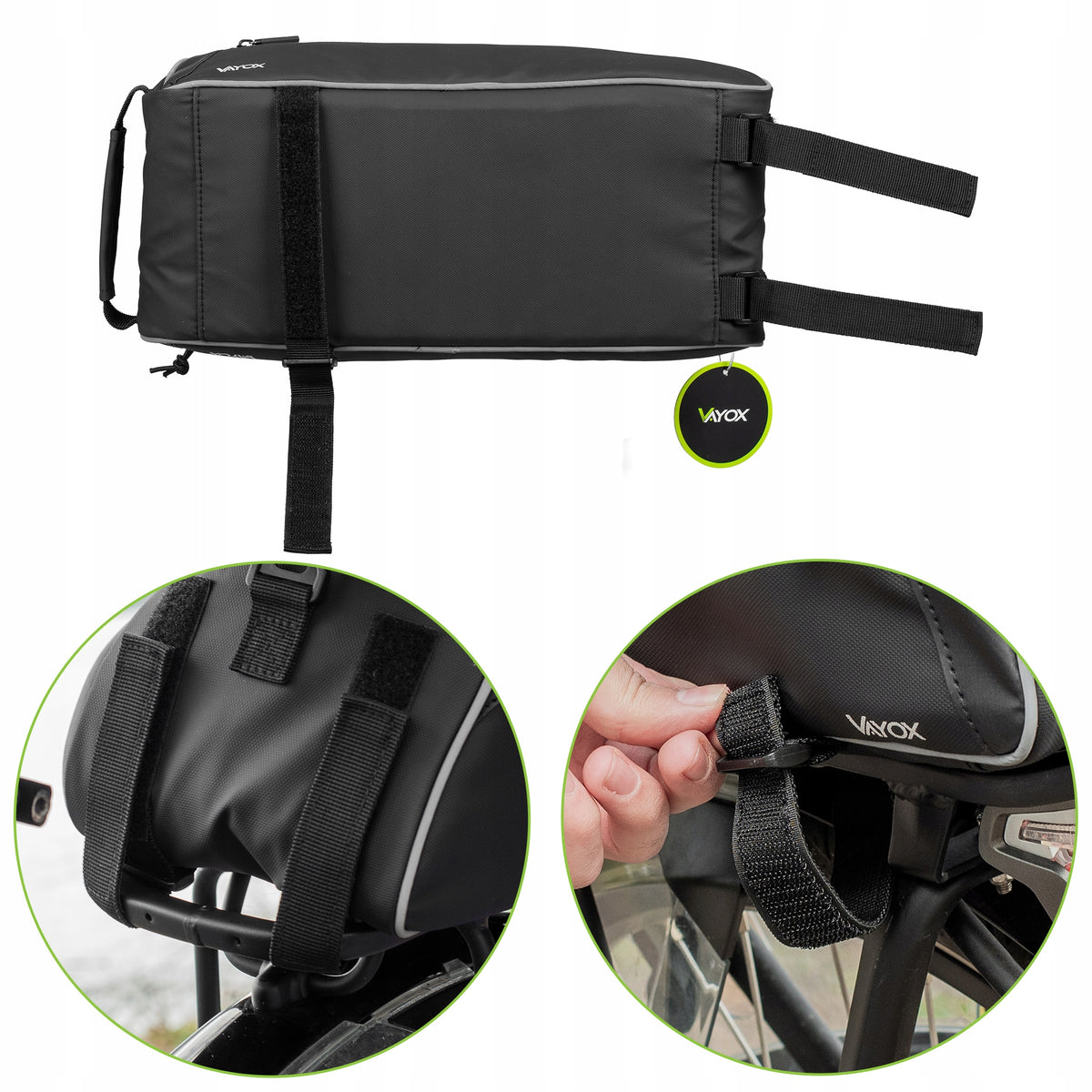 Fahrradtasche für den Gepäckträger mit Seitentaschen, Vayox VA0448 10L, Schwarz