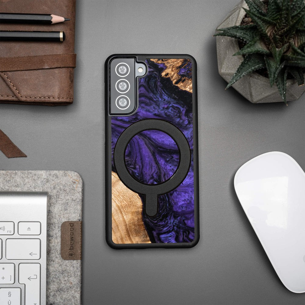 Holzhülle für Galaxy S21 FE, Bewood Unique Violet für MagSafe