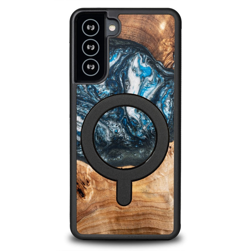 Holzhülle für Galaxy S21 FE, Bewood Unique Planets Erde für MagSafe