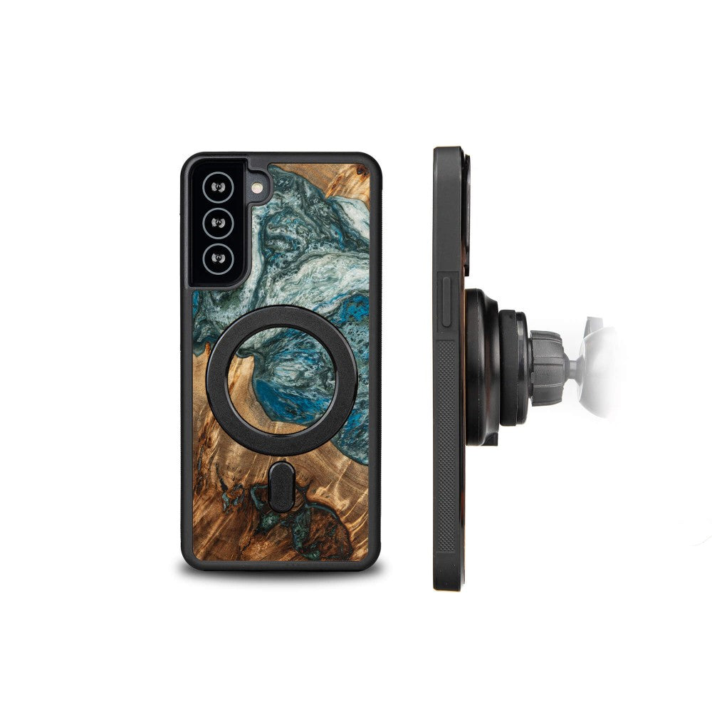 Holzhülle für Galaxy S21 FE, Bewood Unique Planets Erde für MagSafe