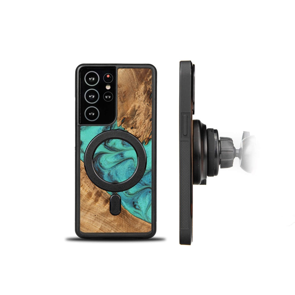 Holzhülle für Galaxy A54 5G, Bewood Unique Turquoise für MagSafe