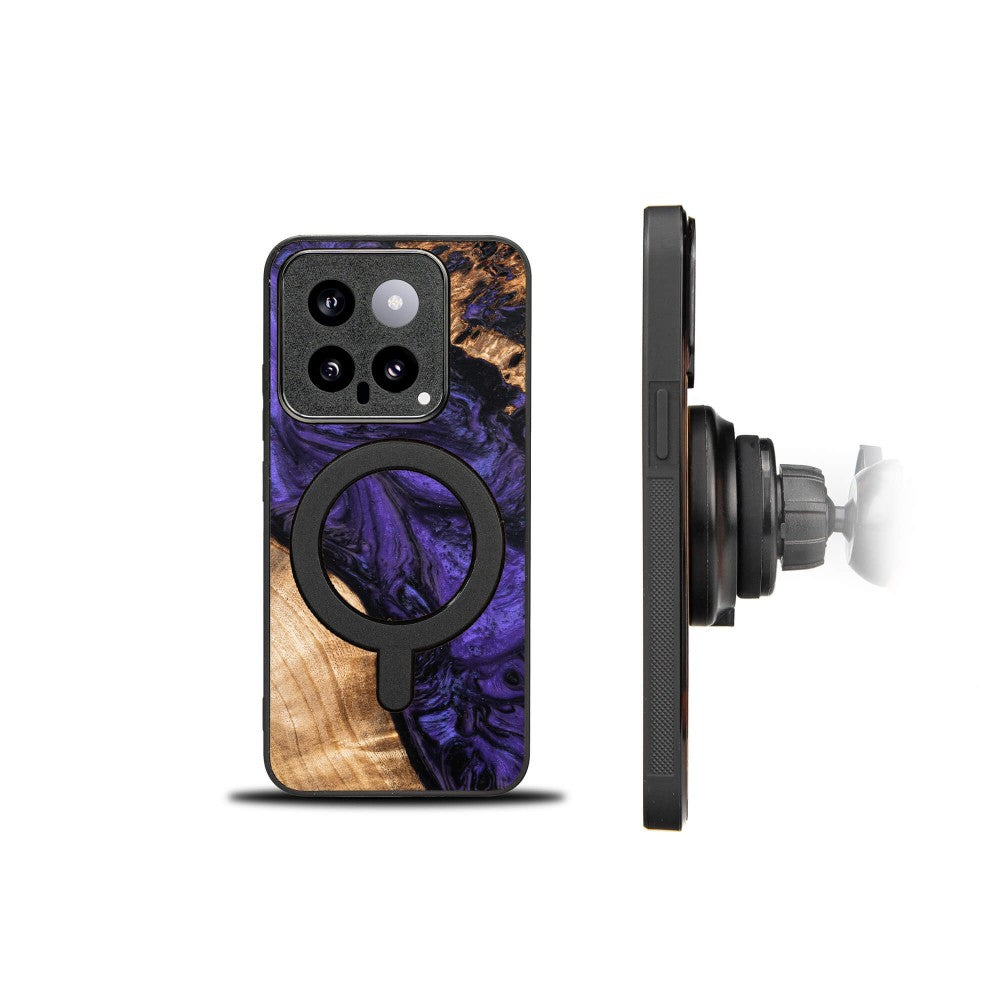 Holzhülle für Xiaomi 14, Bewood Unique Violet für MagSafe