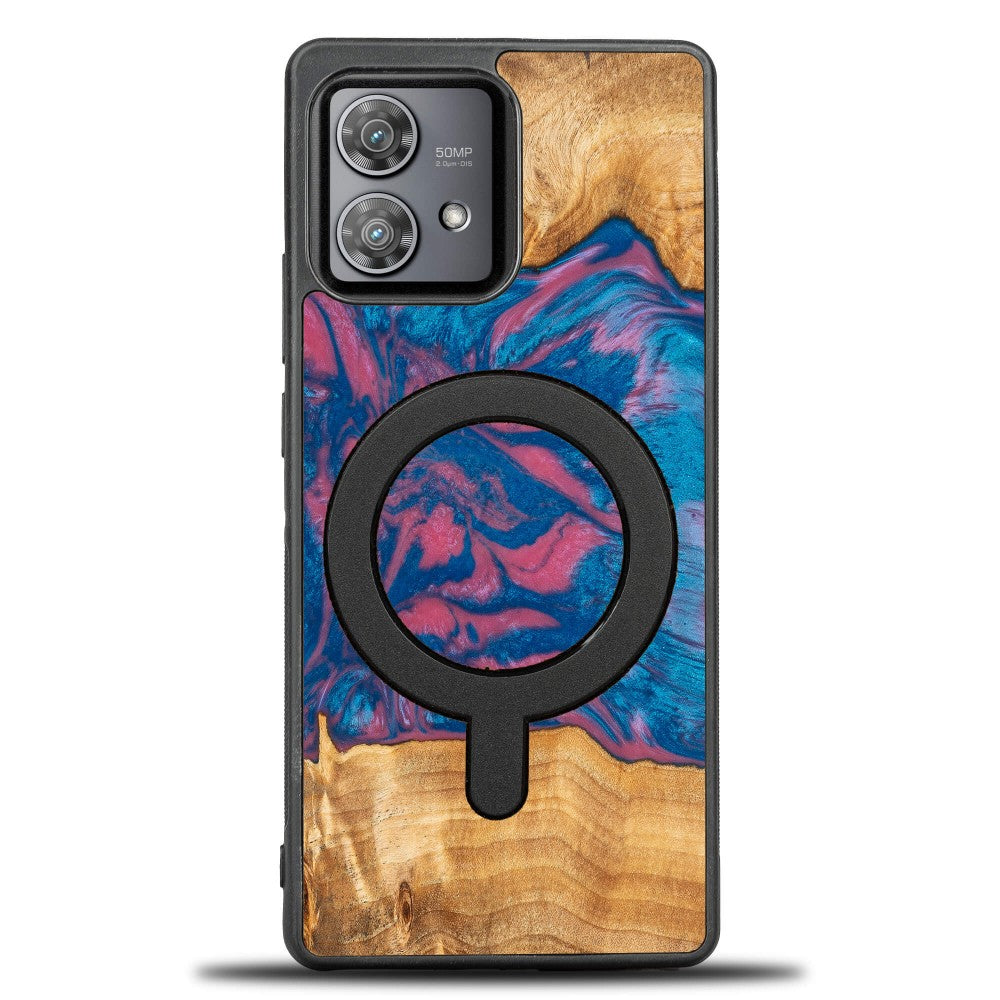 Holzhülle für Motorola Edge 40 Neo, Bewood Unique Neons Vegas für MagSafe