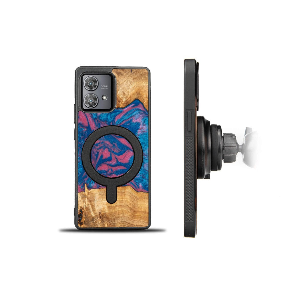 Holzhülle für Motorola Edge 40 Neo, Bewood Unique Neons Vegas für MagSafe