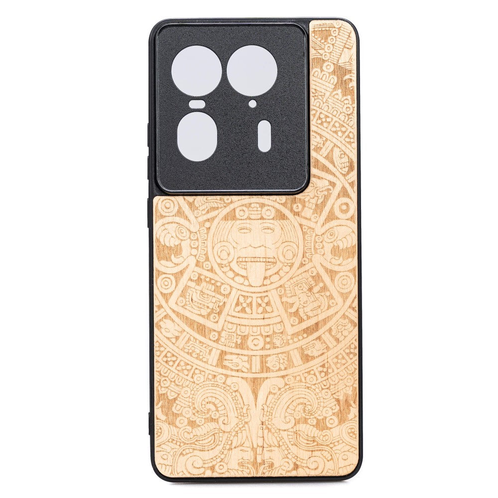 Holzhülle für Motorola Edge 50 Ultra, Bewood Aniegre Aztekischer Kalender