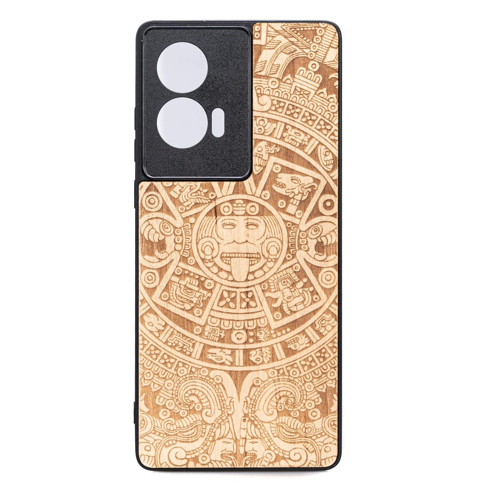 Holzhülle für Motorola Edge 50 Fusion, Bewood Aniegre Aztekischer Kalender