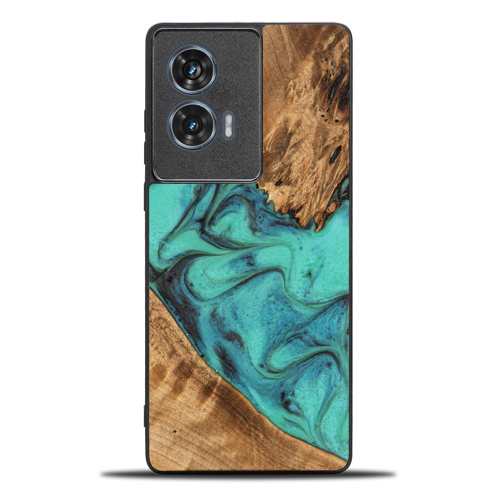 Holzhülle für Motorola Edge 50 Fusion, Bewood Unique Turquoise