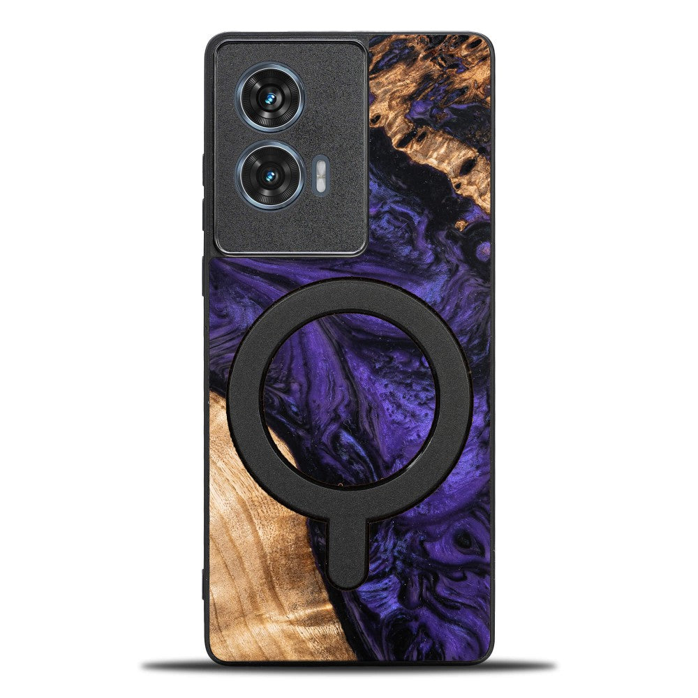 Holzhülle für Motorola Edge 50 Fusion, Bewood Unique Violet für MagSafe