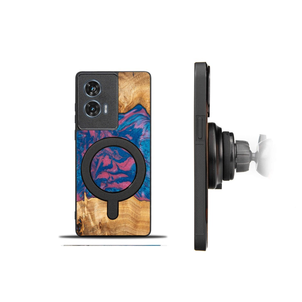 Holzhülle für Motorola Edge 50 Fusion, Bewood Unique Neons Vegas für MagSafe