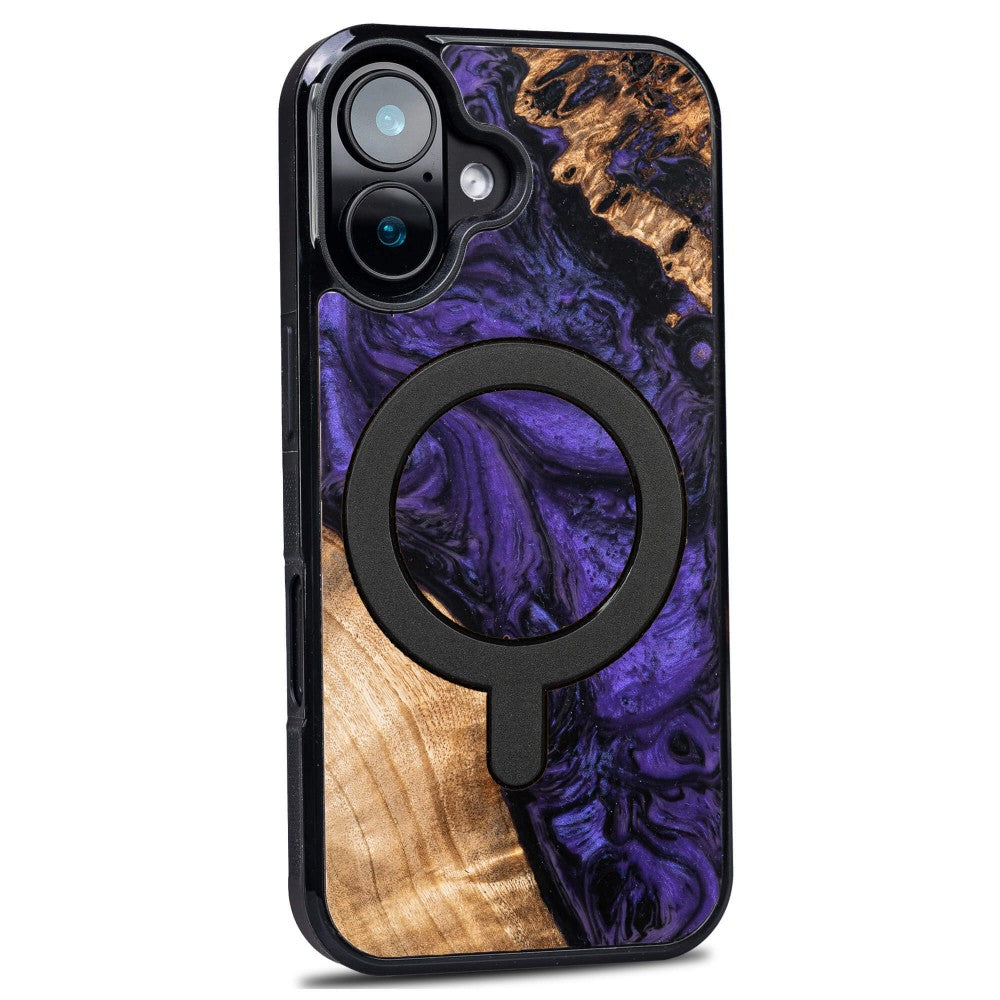 Holzhülle für iPhone 16, Bewood Unique Violet für MagSafe