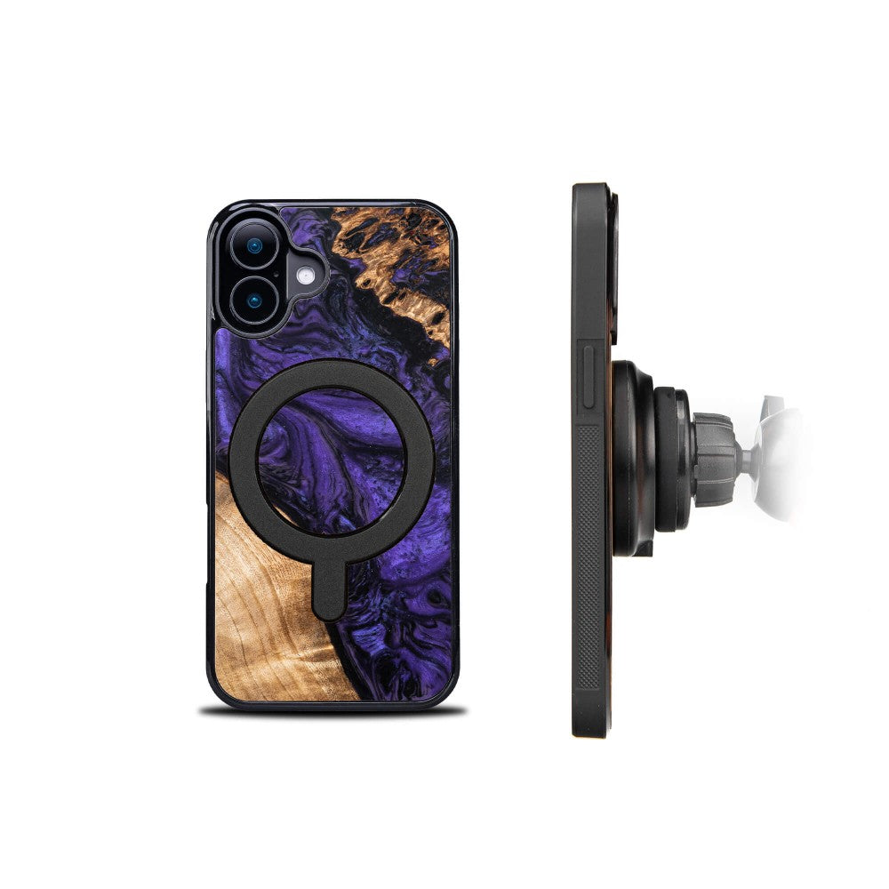 Holzhülle für iPhone 16, Bewood Unique Violet für MagSafe