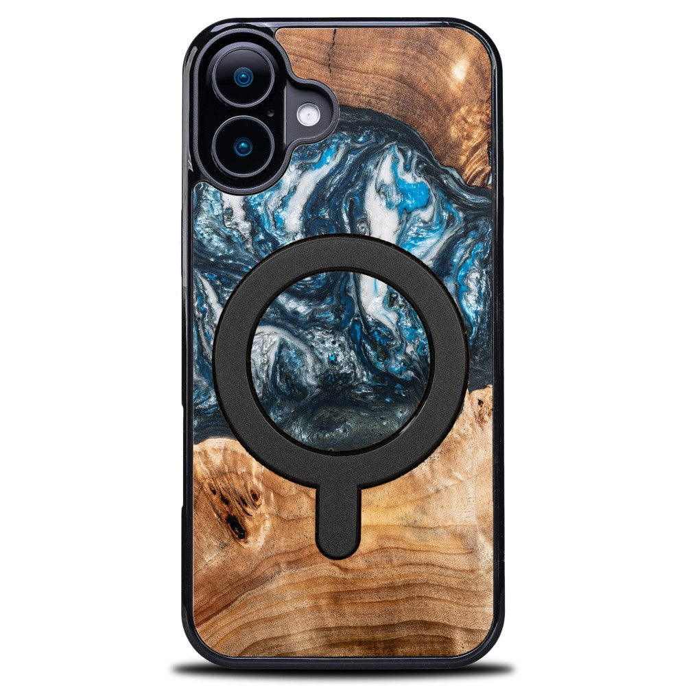 Holzhülle für iPhone 16, Bewood Unique Planets Erde für MagSafe